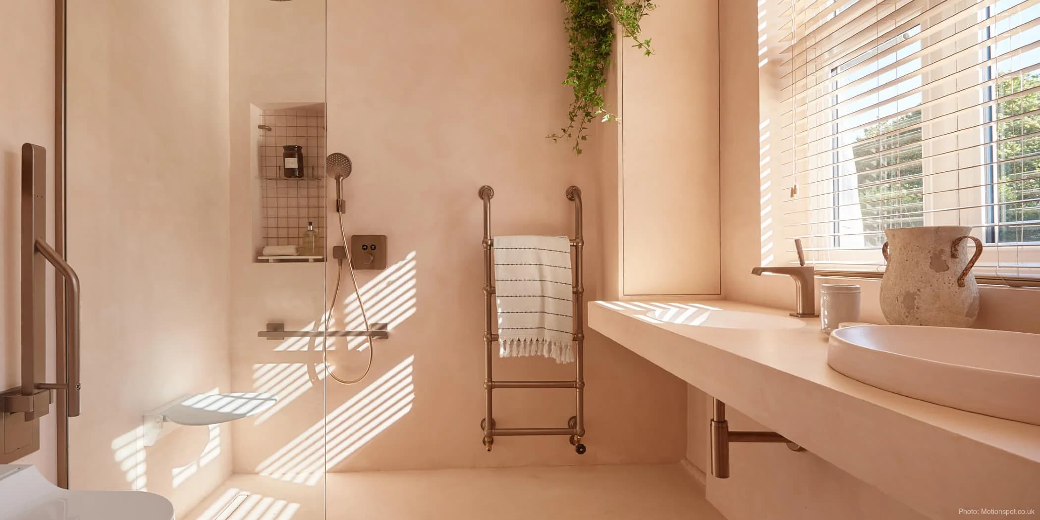 Modern accessible bathroom with barrier-free shower